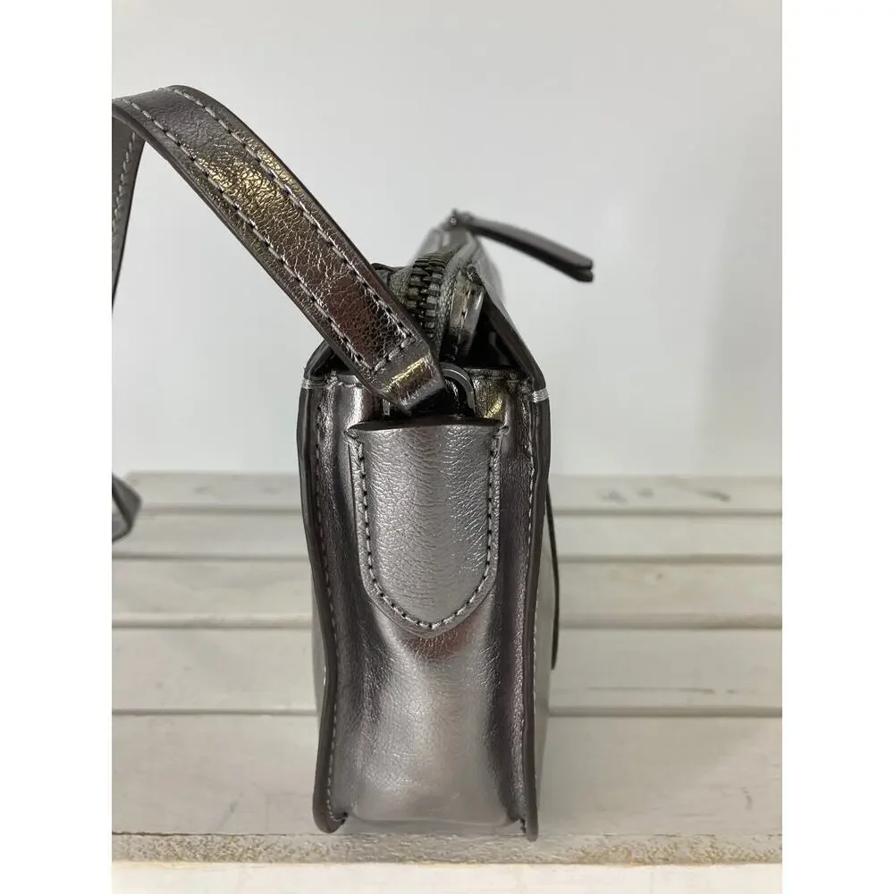 KATE SPADE NWT, PEWTER METALIC LEATHER WOMENS CROSSBODY BAG - Picture 3 of 12